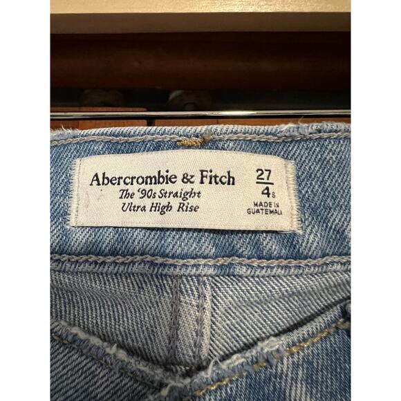 Abercrombie & Fitch The '90s Straight Ultra High Rise Cross Waist Jean SZ 27/4S - Picture 4 of 10